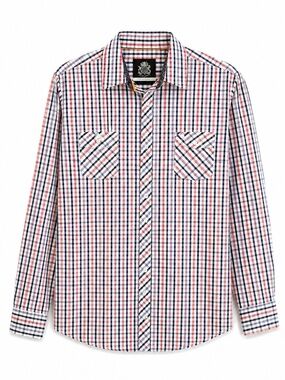 English Laundry White Blue Red Plaid Cotton Dress Shirt – Size Large